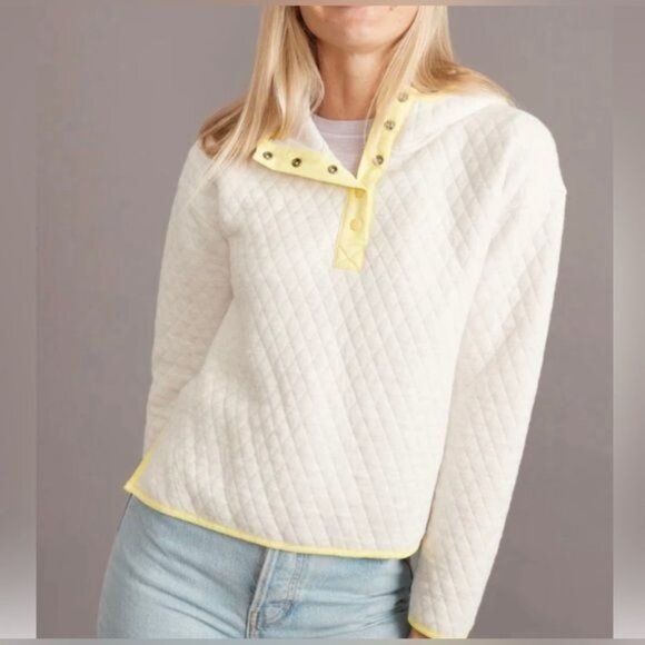 Marine Layer corbet snap hoodie oatmeal quilted size XS womens soft sweatshirt - Picture 2 of 9